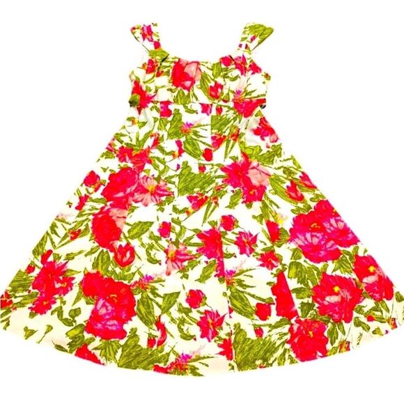 SUITE 7 SUNDRESS WOMEN’S SIZE 4 PINK WHITE FLORAL FIT AND FLARE MIDI. - Picture 1 of 10